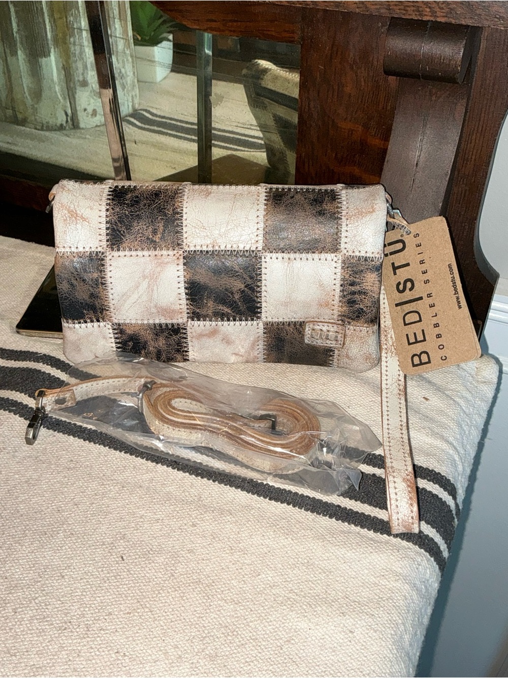 NWT Bed Stu Cadence PW Wallet Wristlet Crossbody Bag  Black Nectar Lux MSRP $198